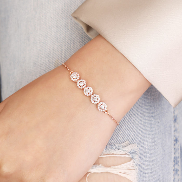 Dazzling Rose Gold Plated 925 Sterling Silver Bracelet