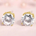 Dazzling Solitude Gold-Plated 925 Sterling Silver Stud Earrings