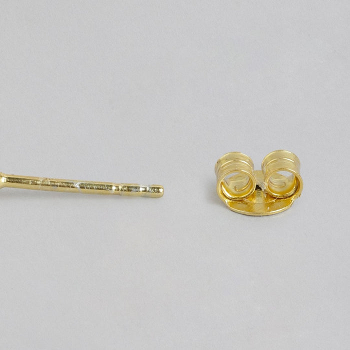 Dazzling Solitude Gold-Plated 925 Sterling Silver Stud Earrings