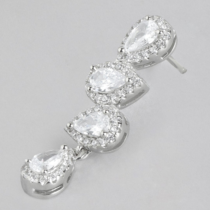Dazzling Teardrop Radiance Rhodium-Plated 925 Sterling Silver Earrings