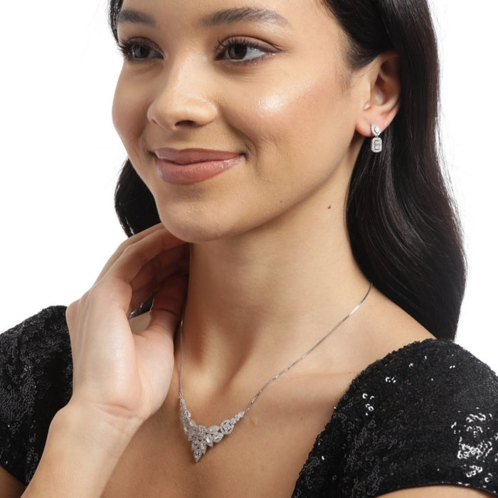 Dazzling Zirconia Radiance Rhodium-Plated 925 Sterling Silver Jewelry Set