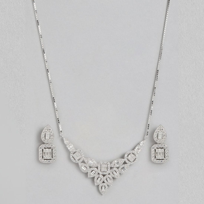 Dazzling Zirconia Radiance Rhodium-Plated 925 Sterling Silver Jewelry Set