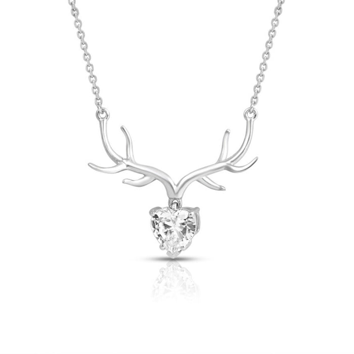 Deer Rhodium Plated 925 Sterling Silver Necklace