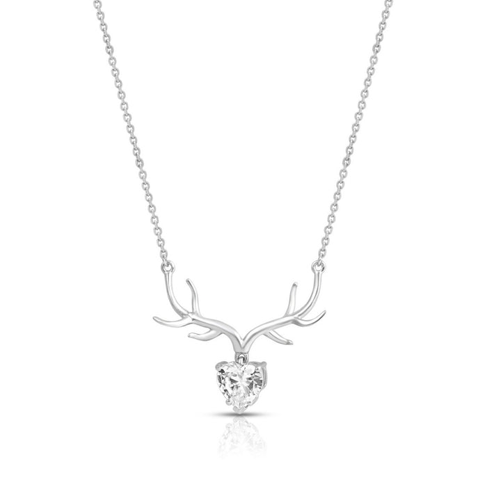 Deer Rhodium Plated 925 Sterling Silver Necklace
