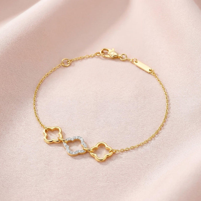 Delicate Clover Gold Plated 925 Silver Bracelet