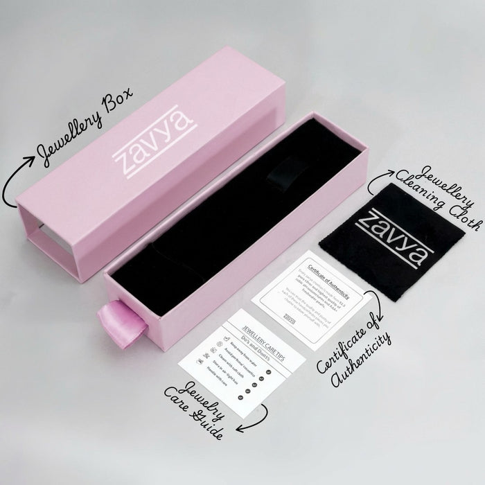 Pink box, cleaning cloth & certificate for 925 Sterling Silver bracelet – Zavya