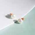Delicate Dot Pearl Rose Gold Plating 925 Silver Stud Earrings (8mm Pearl )