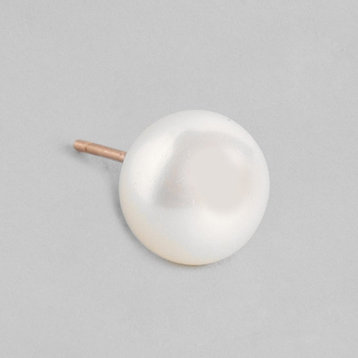 Delicate Dot Pearl Rose Gold Plating 925 Silver Stud Earrings (8mm Pearl )