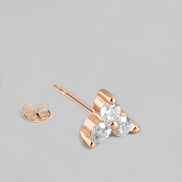 Delicate Elegance CZ Rose Gold-Plated 925 Sterling Silver Stud Earrings