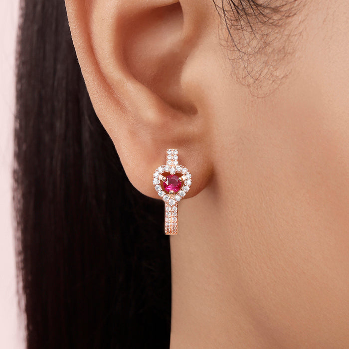 Delicate Heart Pink Rose Gold Plated 925 Silver Stud Earrings