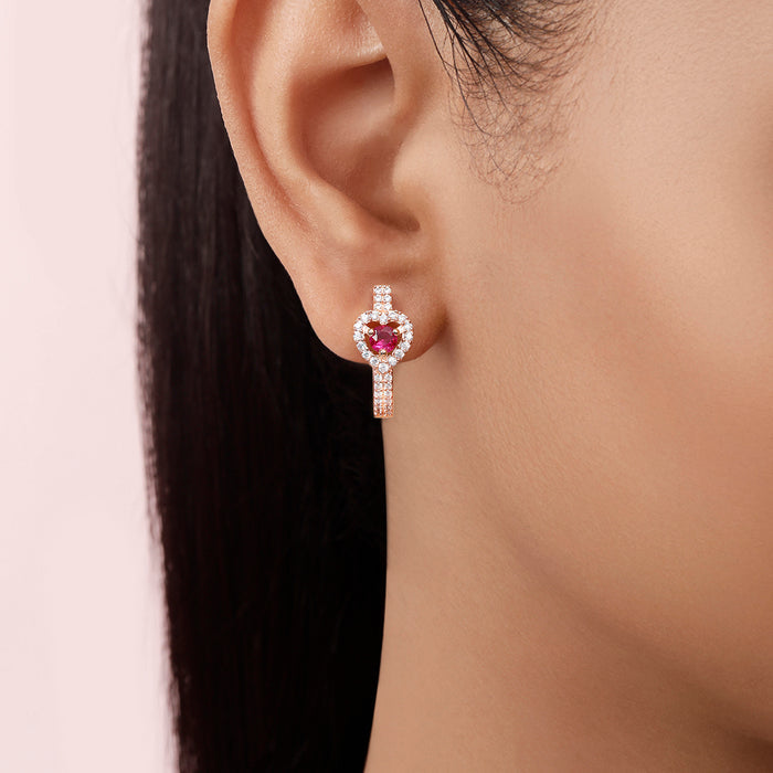 Delicate Heart Pink Rose Gold Plated 925 Silver Stud Earrings