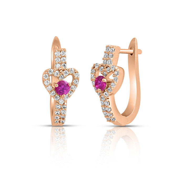 Delicate Heart Pink Rose Gold Plated 925 Silver Stud Earrings