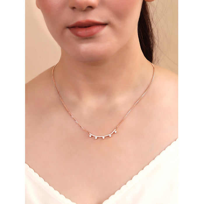 Delicate Rose Gold-Plated 925 Sterling Silver CZ Necklace