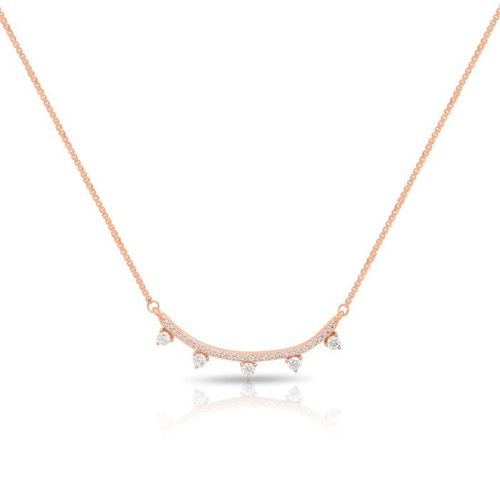 Delicate Rose Gold-Plated 925 Sterling Silver CZ Necklace
