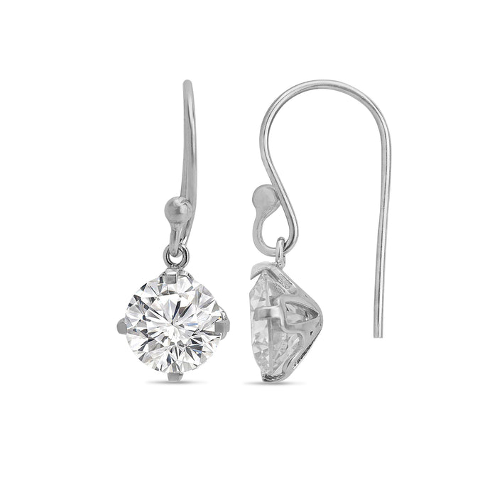 Deluxe Snowy Solitaire Rhodium Plated 925 Silver Earrings