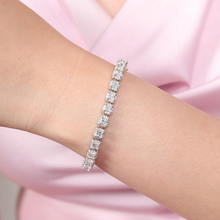 Designer CZ Rhodium Plated 925 Sterling Silver Bracelet