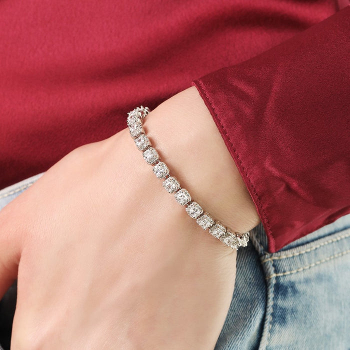 Designer CZ Rhodium Plated 925 Sterling Silver Bracelet