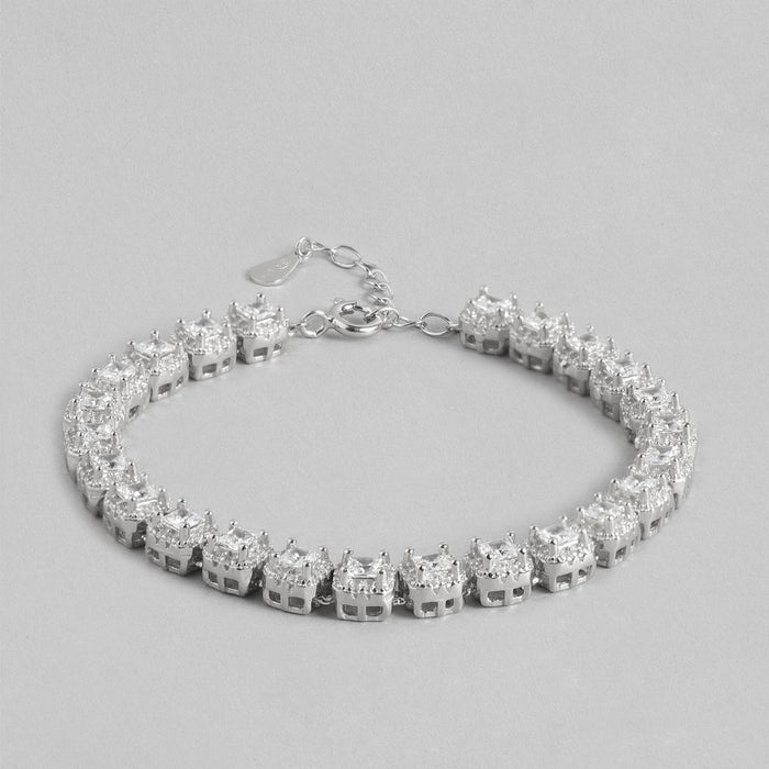 Designer CZ Rhodium Plated 925 Sterling Silver Bracelet