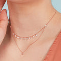 Dew Charms 925 Silver Layered Necklace in Rose Gold
