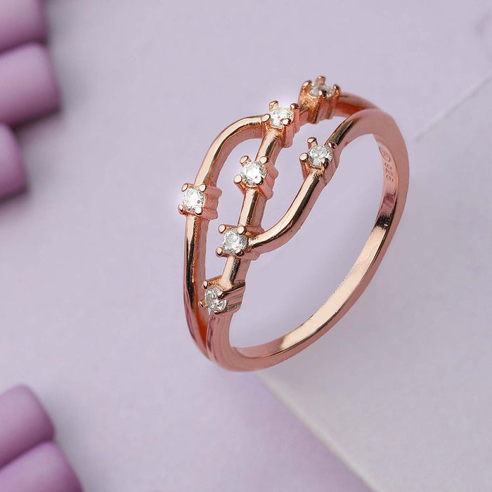 Dew Drops  925 Silver Ring in  Rose Gold (Onesize)