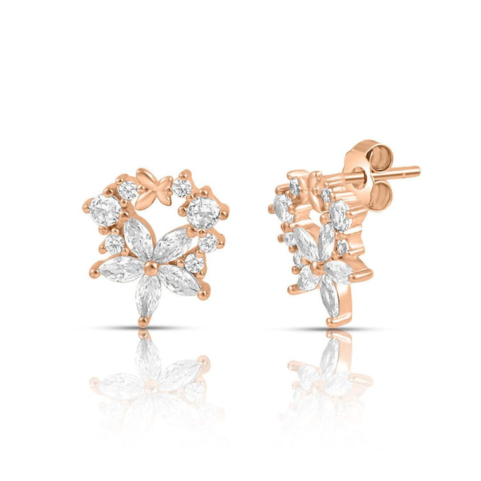 Dewdrop Bloom Rose Gold Plated 925 Sterling Silver Earrings
