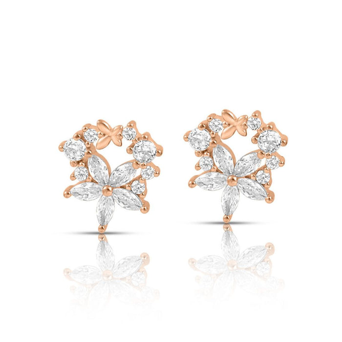 Dewdrop Bloom Rose Gold Plated 925 Sterling Silver Earrings