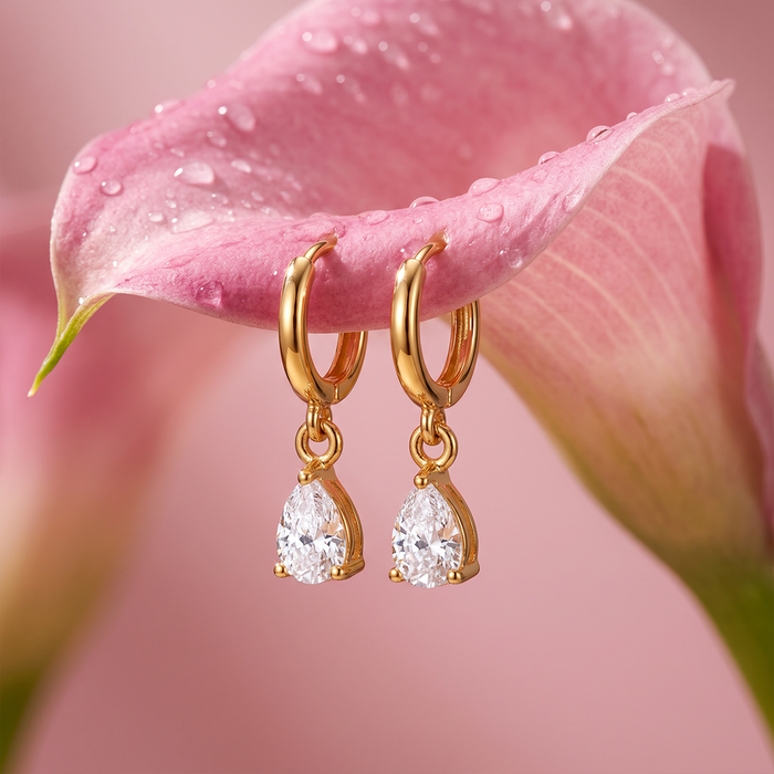 Dewdrop Glow Gold Plated 925 Silver Earrings