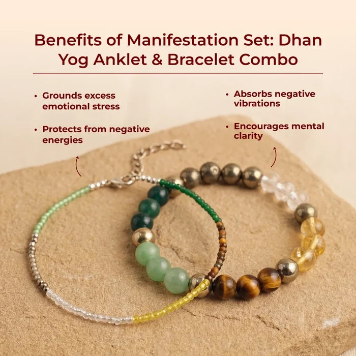 Dhan Yog Wealth Manifestation Set: Dhan Yog Anklet & Bracelet Combo - view 4