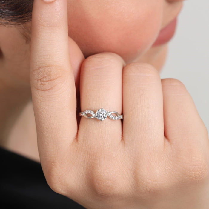 925 Sterling Silver Diamond Dreams CZ Rhodium-Plated 925 Sterling Silver Female Ring (Adjustable) for Women – Zavya