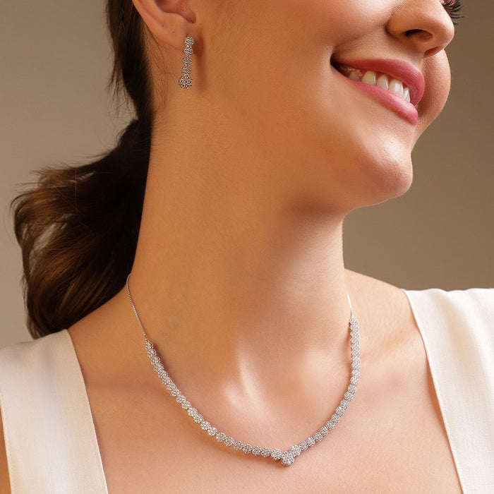 Diana Rhodium Plated 925 Silver Jewellery Set