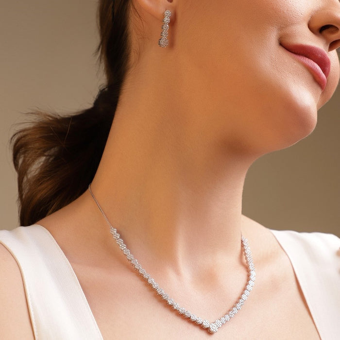 Diana Rhodium Plated 925 Silver Jewellery Set