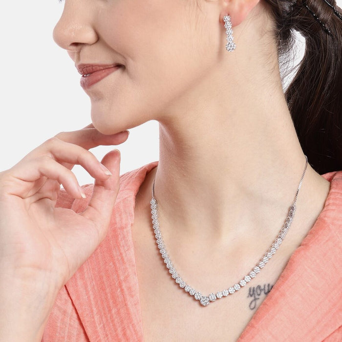 Diana Rhodium Plated 925 Silver Jewellery Set