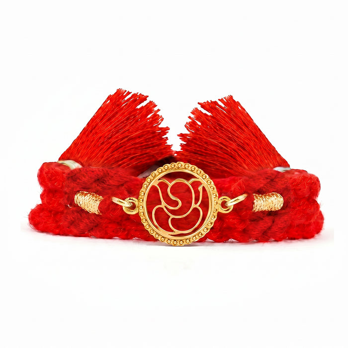 Divine Abstract Ganesha Gold Plated Silver Rakhi and Evil Eye Lumba Combo