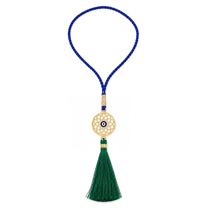 Divine Abstract Ganesha Gold Plated Silver Rakhi and Evil Eye Lumba Combo