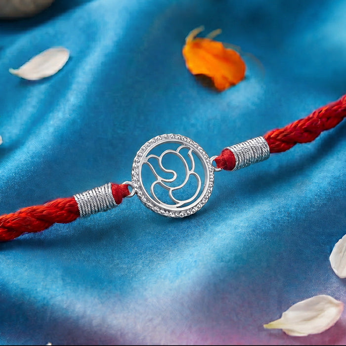 Divine Abstract Ganesha Silver Rakhi (Zavya Signature)