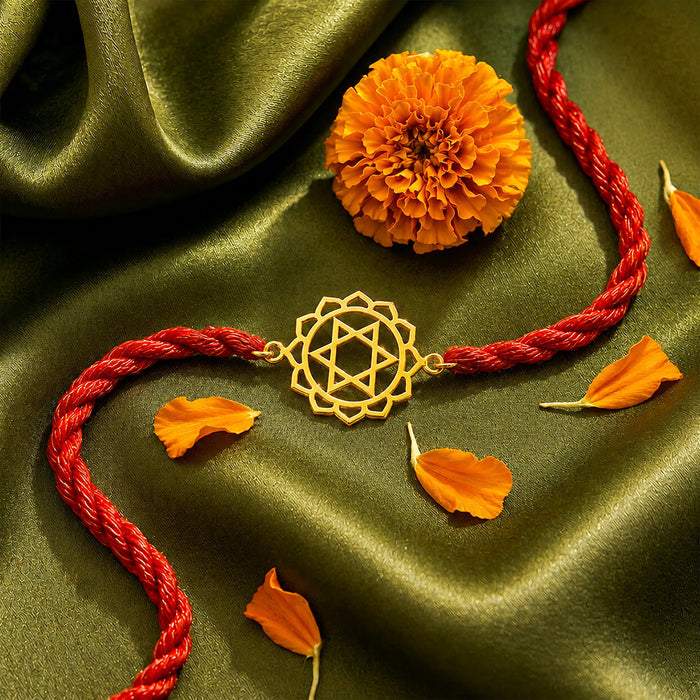 Divine Anahata  Chakra Gold-Plated 925 Silver Rakhi