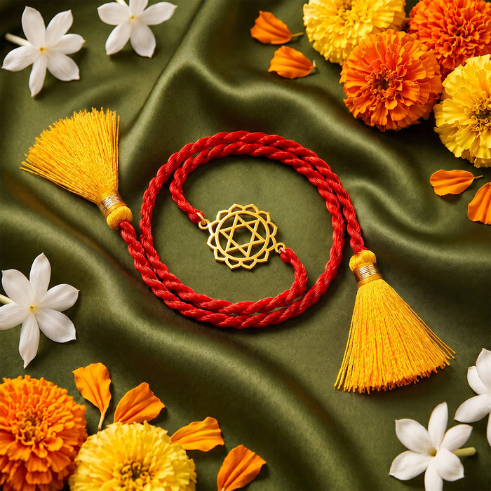 Divine Anahata  Chakra Gold-Plated 925 Silver Rakhi