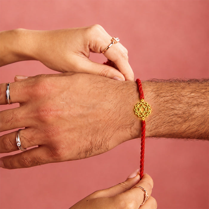 Divine Anahata  Chakra Gold-Plated 925 Silver Rakhi