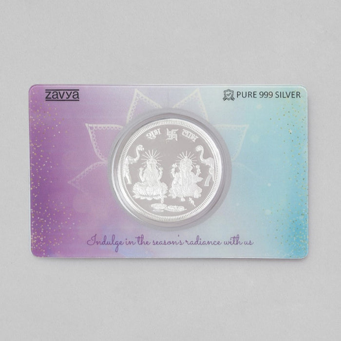 Divine Blessings Ganesh and Lakshmi Ji Silver Plated 999 Sterling Silver Coin