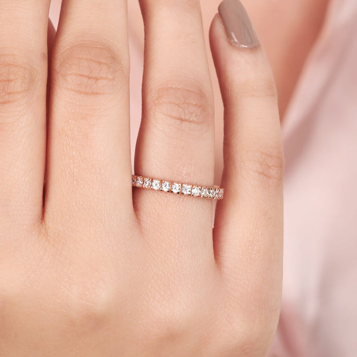 Divine Blossom CZ Rose Gold-Plated 925 Sterling Silver Women's Ring (Adjustable)