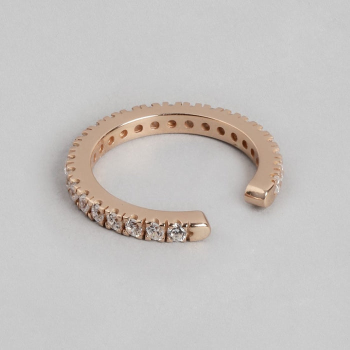 Divine Blossom CZ Rose Gold-Plated 925 Sterling Silver Women's Ring (Adjustable)