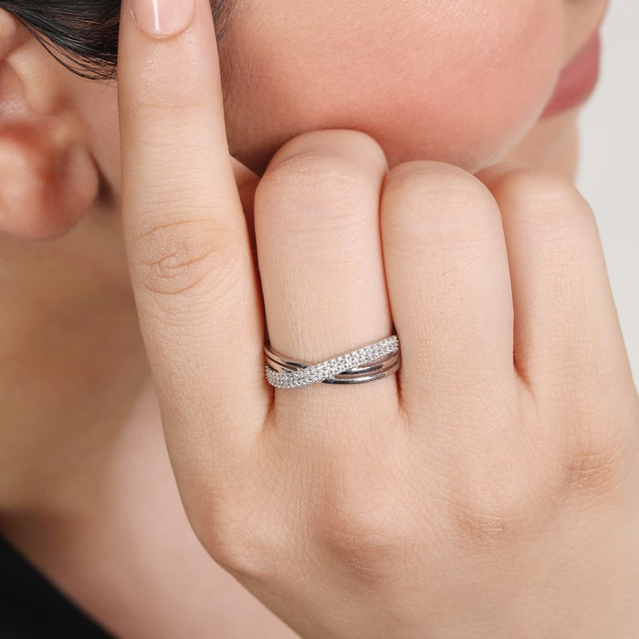 925 Sterling Silver Divine Cross Rhodium Plated 925 Sterling Silver Women's Ring for Women – Zavya