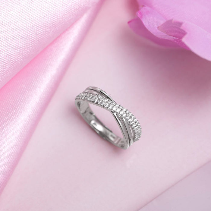 Divine Cross Rhodium Plated 925 Sterling Silver Women's Ring Gift Hamper