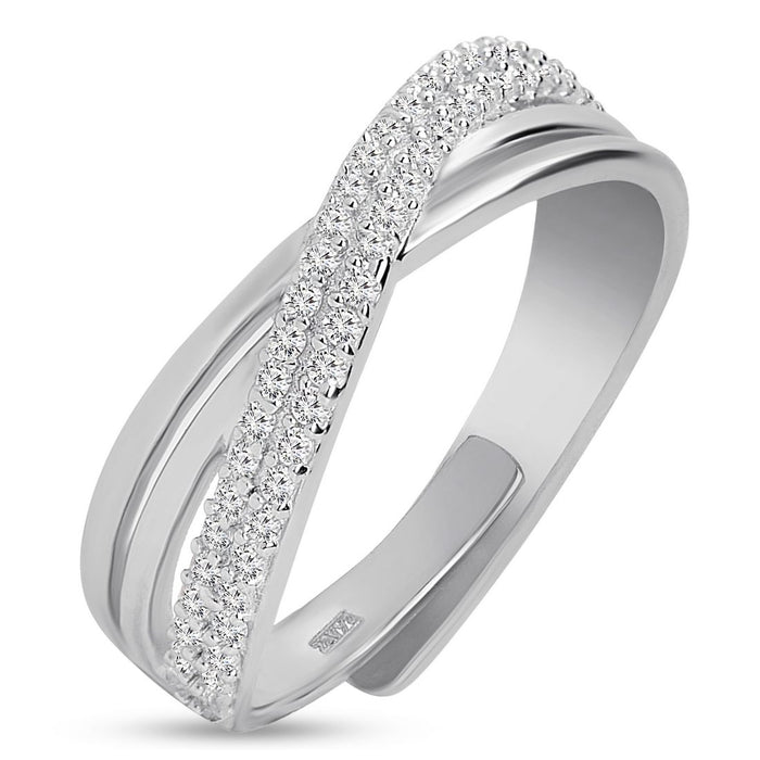 Divine Cross Rhodium Plated 925 Sterling Silver Women's Ring Gift Hamper