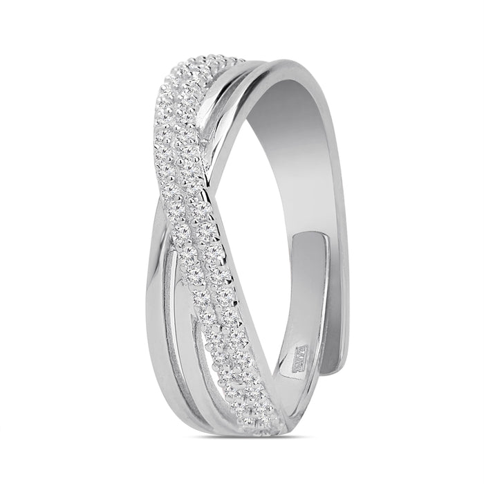 Divine Cross Rhodium Plated 925 Sterling Silver Women's Ring Gift Hamper