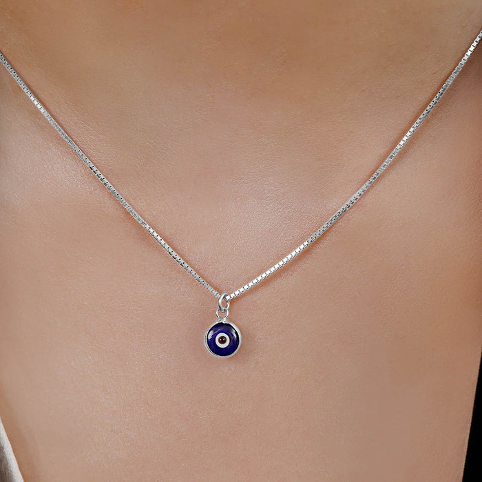 Divine Evil Eye 925 Sterling Silver Plated Pendant With Chain