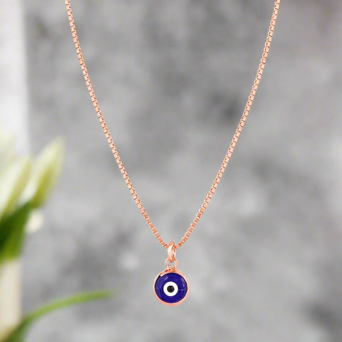 Divine Evil Eye Rose Gold Plated 925 Silver Pendant & Chain
