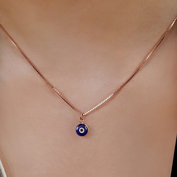 Divine Evil Eye Rose Gold Plated 925 Silver Pendant & Chain