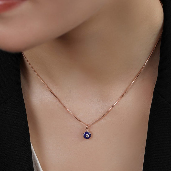 Divine Evil Eye Rose Gold Plated 925 Silver Pendant & Chain