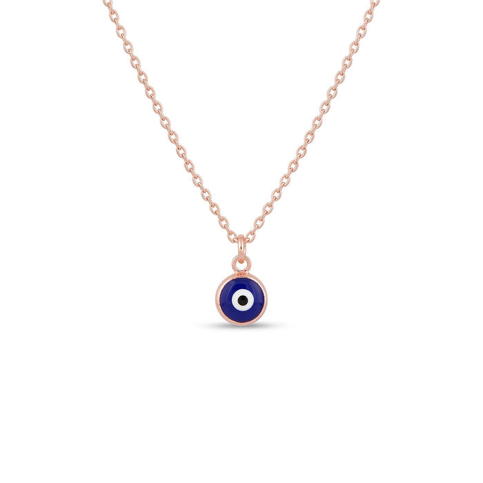 Divine Evil Eye Rose Gold Plated 925 Silver Pendant With Link Chain